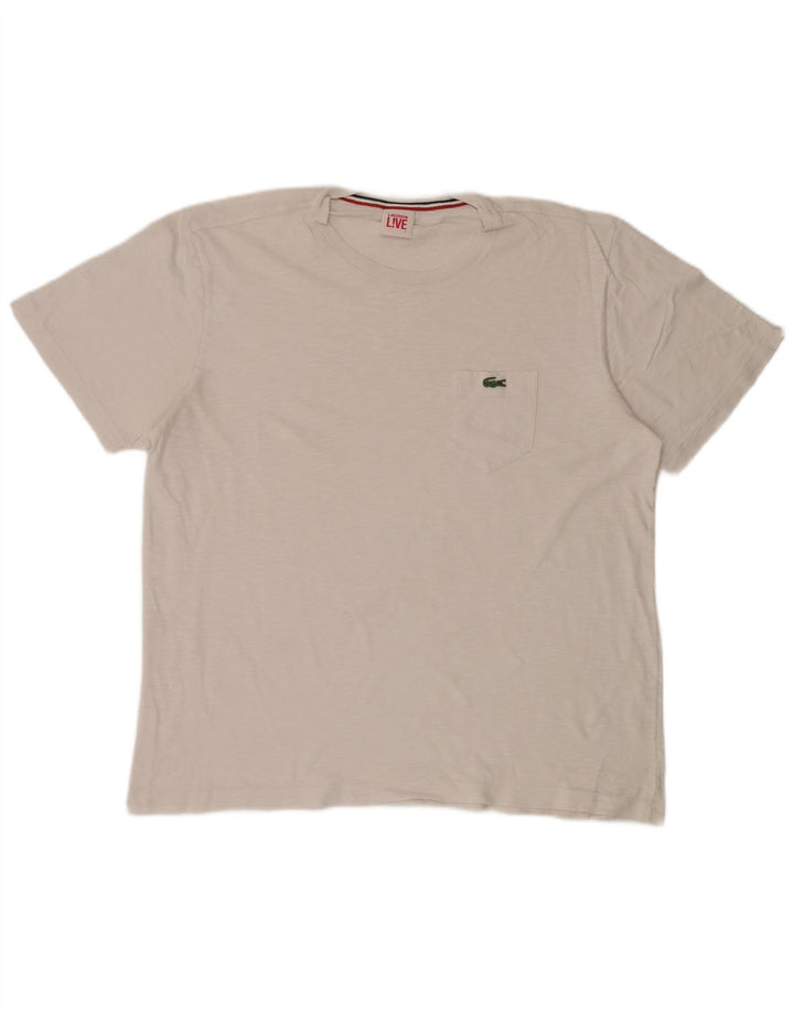 T-shirt męski Lacoste, rozmiar 7, 2XL, biała bawełna w plamki