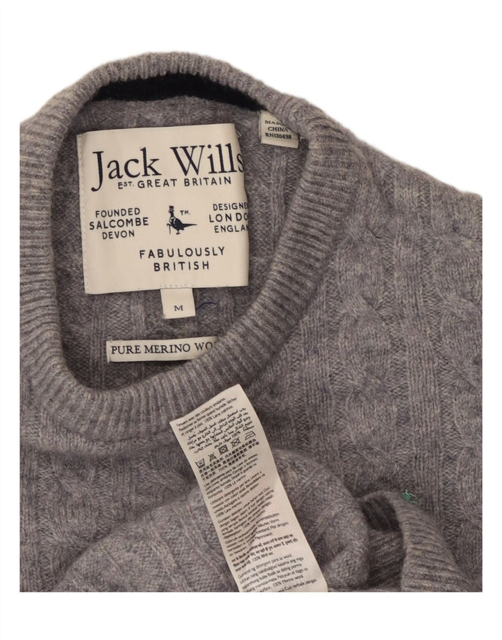 Sweter damski Jack Wills z okrągłym dekoltem UK 14, średnioszary, wełniany w cętki