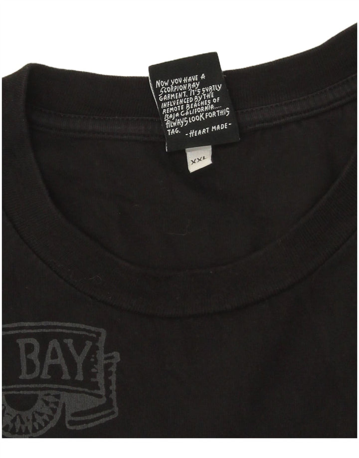 Męski top graficzny Scorpion Bay z długim rękawem, 2XL, czarny, bawełniany