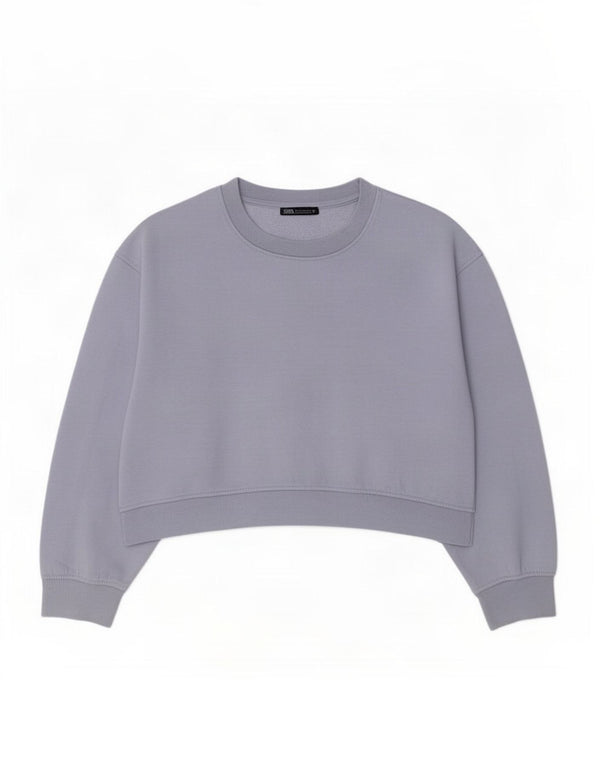 Damska bluza Zara Crop Jumper UK 16, duża, fioletowa bawełna