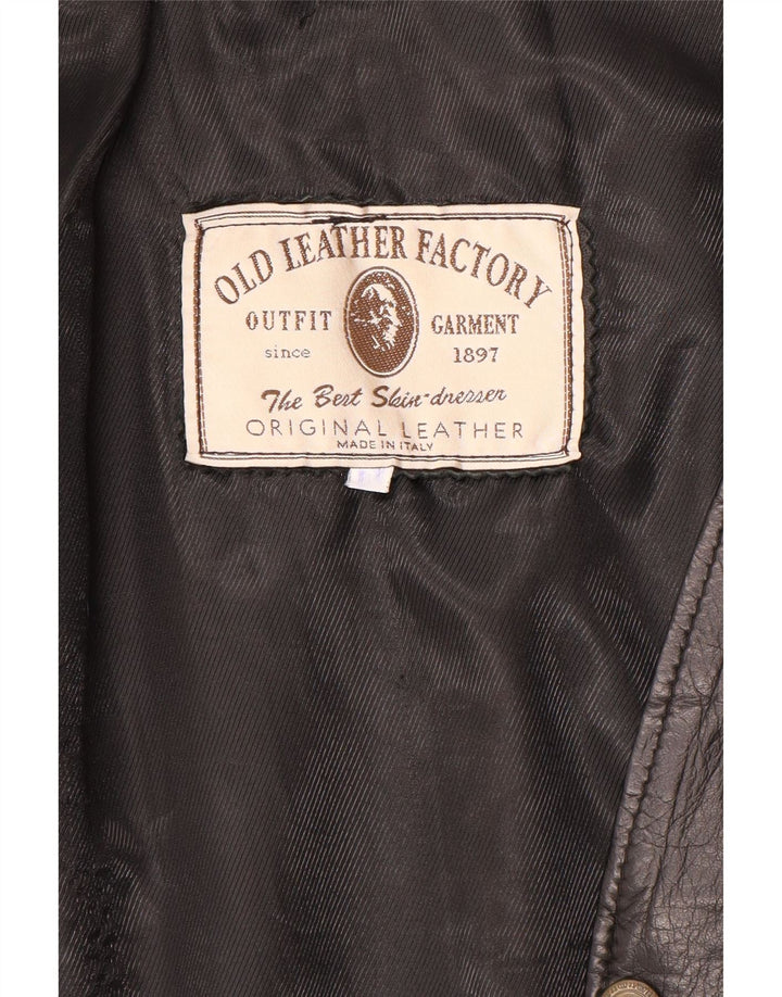 Vintage męska skórzana kamizelka duża czarna skóra