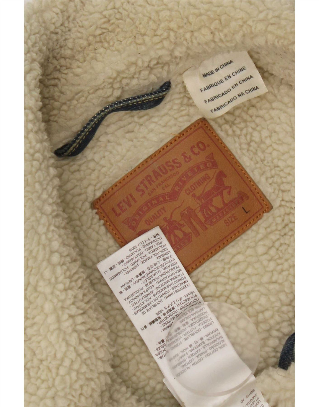 Męska kurtka dżinsowa Levi's Sherpa UK 40, duża niebieska bawełna