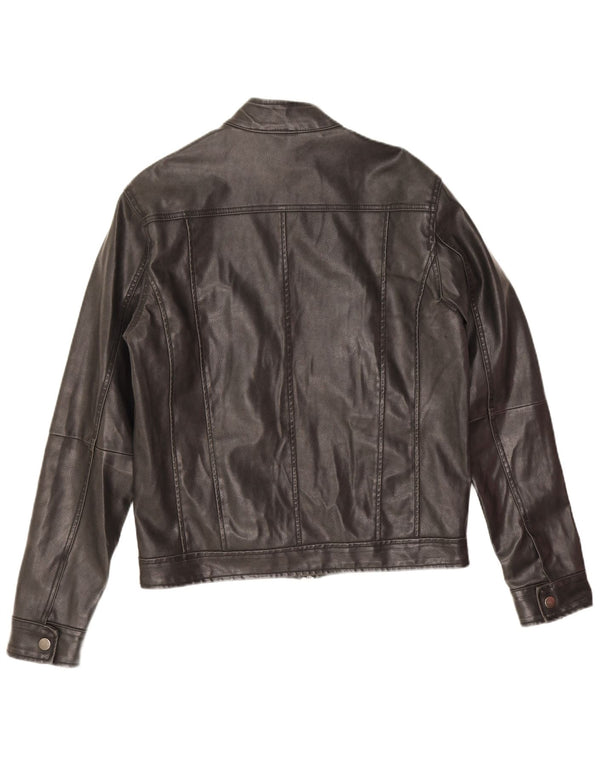 Vintage męska kurtka skórzana UK 38 średniej czarnej skóry