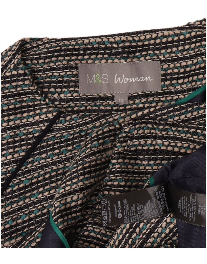 Marks & Spencer Damska marynarka typu Crop Blazer UK 12 Średnioszary akryl w paski