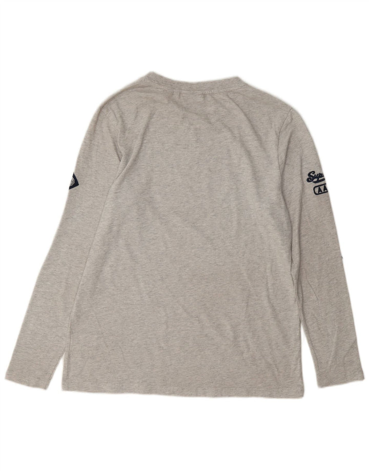 Damski top graficzny Superdry z długim rękawem, UK 12, średnioszary, bawełniany
