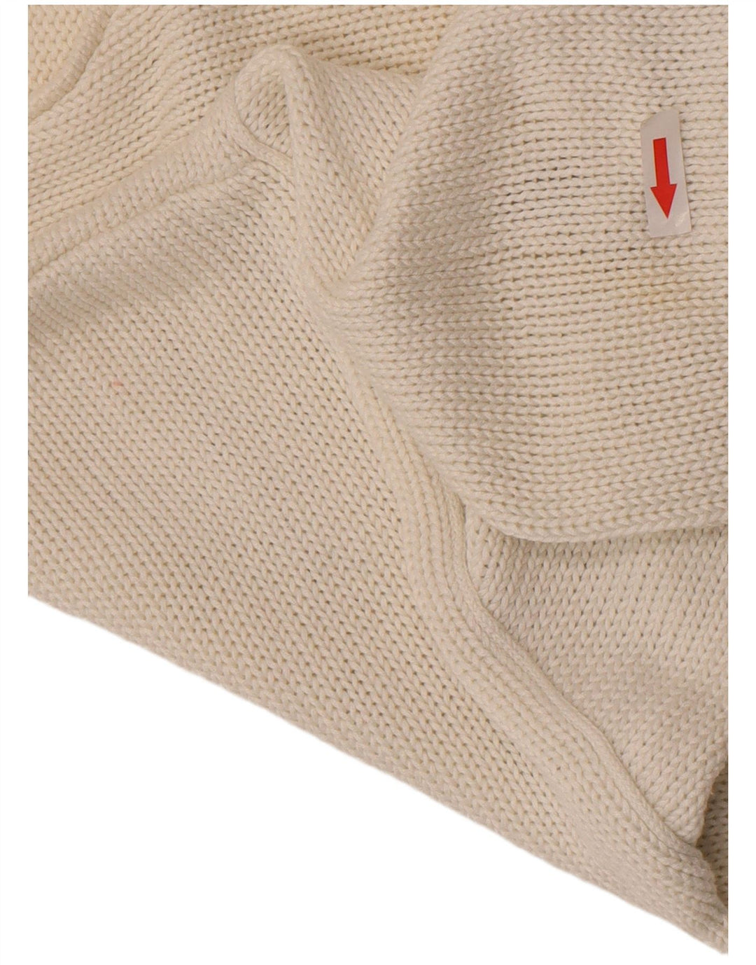 Damski sweter w stylu vintage z graficznym dekoltem w kształcie litery V, UK 14, średni biały