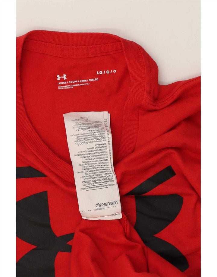 Męski T-shirt z grafiką Under Armour, duży, czerwony, bawełniany