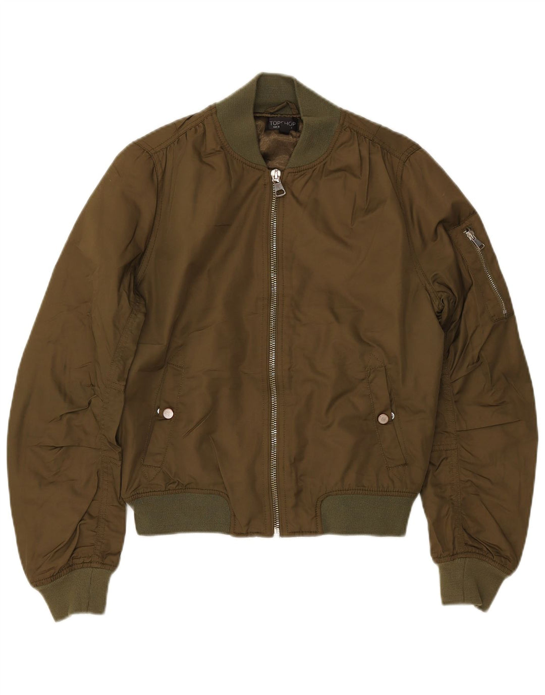 TOPSHOP Damska kurtka bomberka oversize UK 10, mała, khaki, poliester