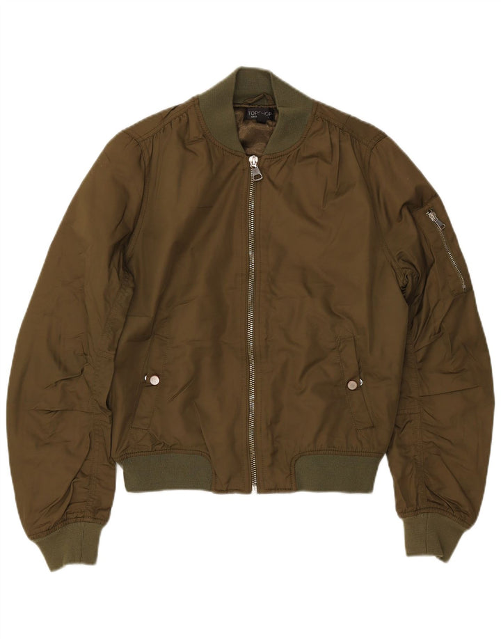 TOPSHOP Damska kurtka bomberka oversize UK 10, mała, khaki, poliester