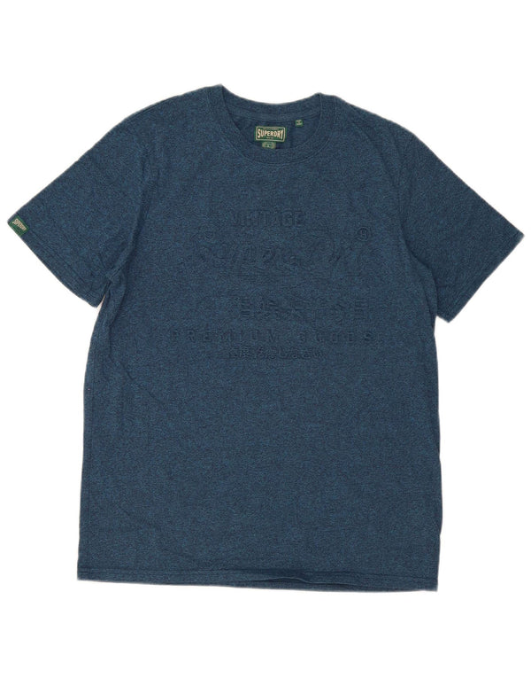 Męski T-shirt Superdry z grafiką, duży, niebieski nakrapiany