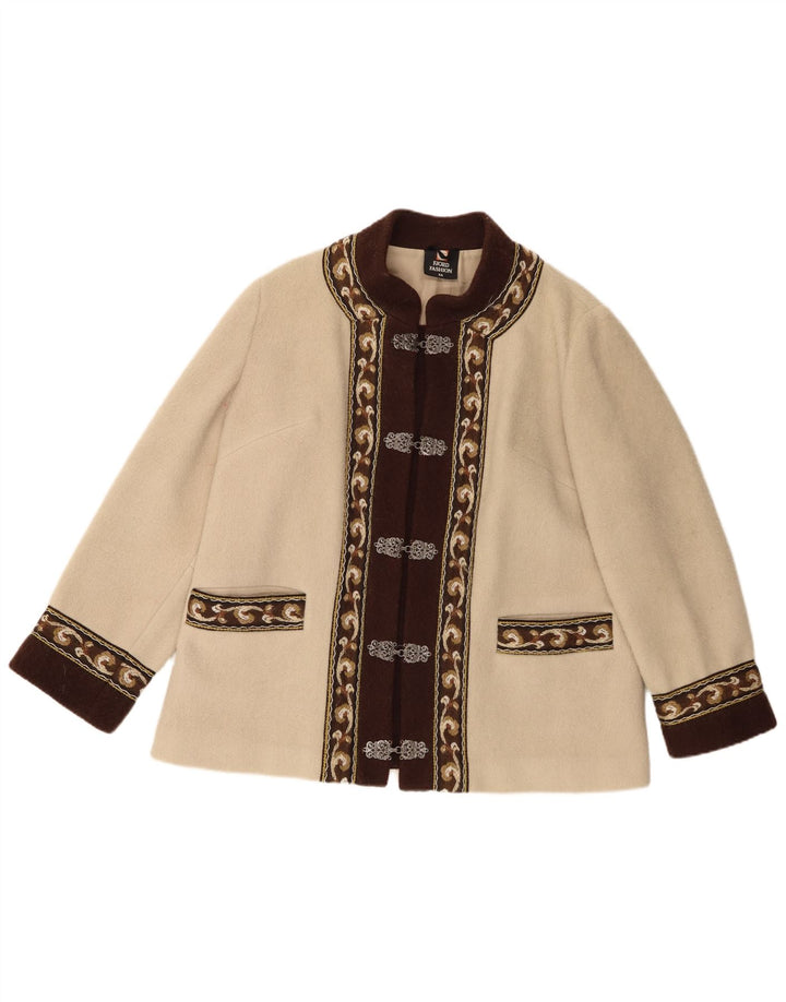Damska marynarka Fjord EU 44 XL Beżowa Wełna Fair Isle Retro