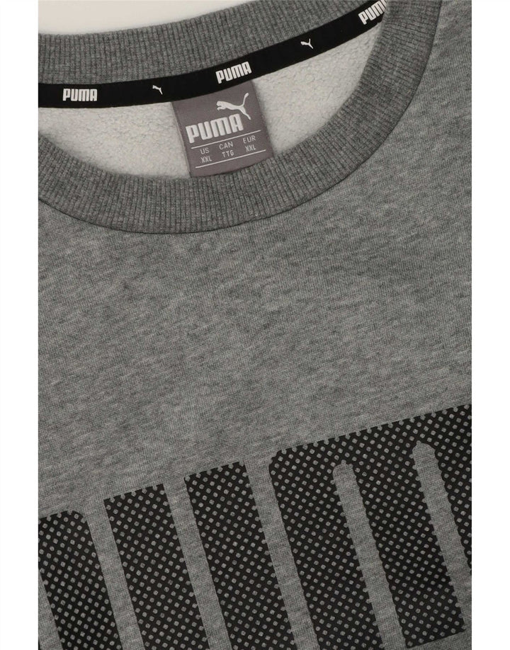 Męska bluza z grafiką Puma, sweter 2XL, szara, nakrapiana