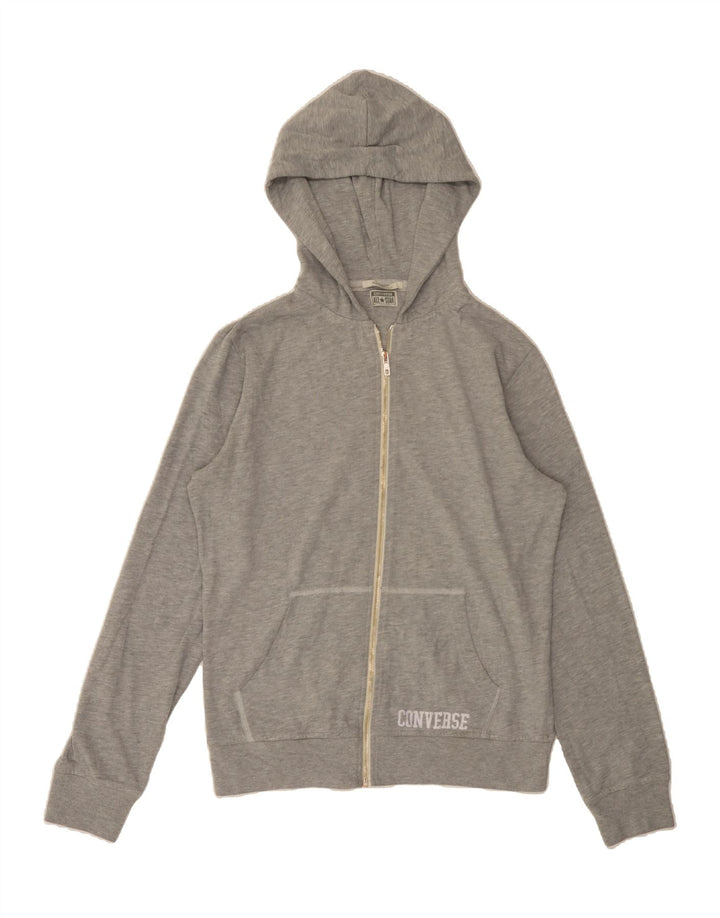 CONVERSE Womens Graphic Zip Hoodie Sweater UK 14 Medium Grey Cotton Vintage Converse and Second-Hand Converse from Messina Hembry 
