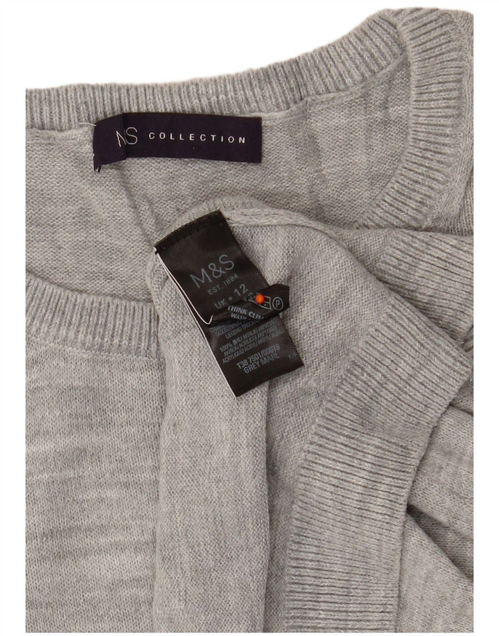 MARKS & SPENCER Damski sweter z okrągłym dekoltem, UK 12, średni szary