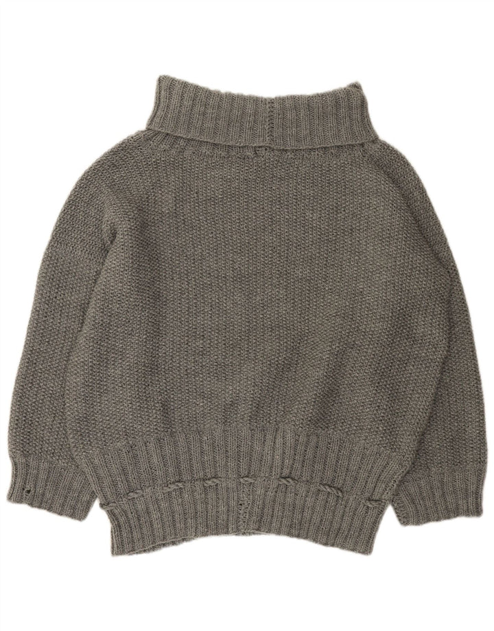 Damski sweter oversize VINTAGE z wywijanym dekoltem UK 22 3XL szary