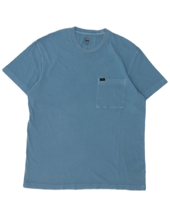 Męski T-shirt Lee o swobodnym kroju, duży, niebieski, bawełniany