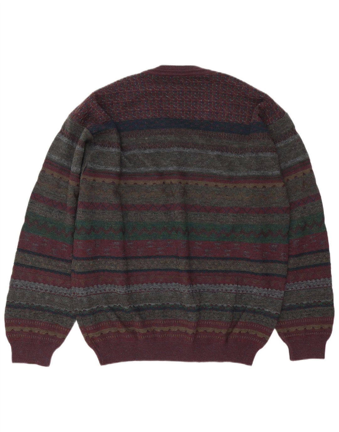 Męski sweter Rodes z dekoltem w kształcie litery V, duży, wielokolorowy, z czystej wełny Fair Isle