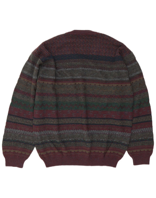 Męski sweter Rodes z dekoltem w kształcie litery V, duży, wielokolorowy, z czystej wełny Fair Isle