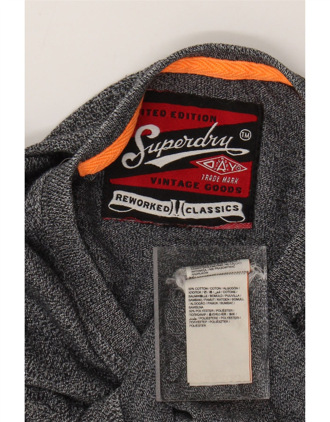 Męski T-shirt SUPERDRY z grafiką, średnioszary, bawełniany w cętki