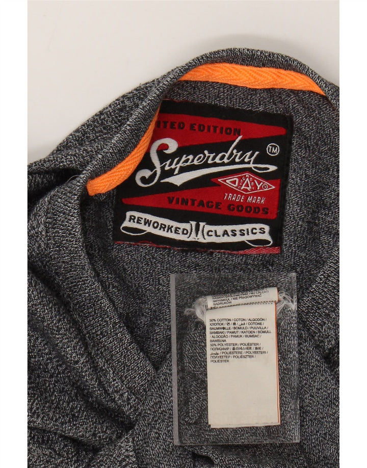 Męski T-shirt SUPERDRY z grafiką, średnioszary, bawełniany w cętki