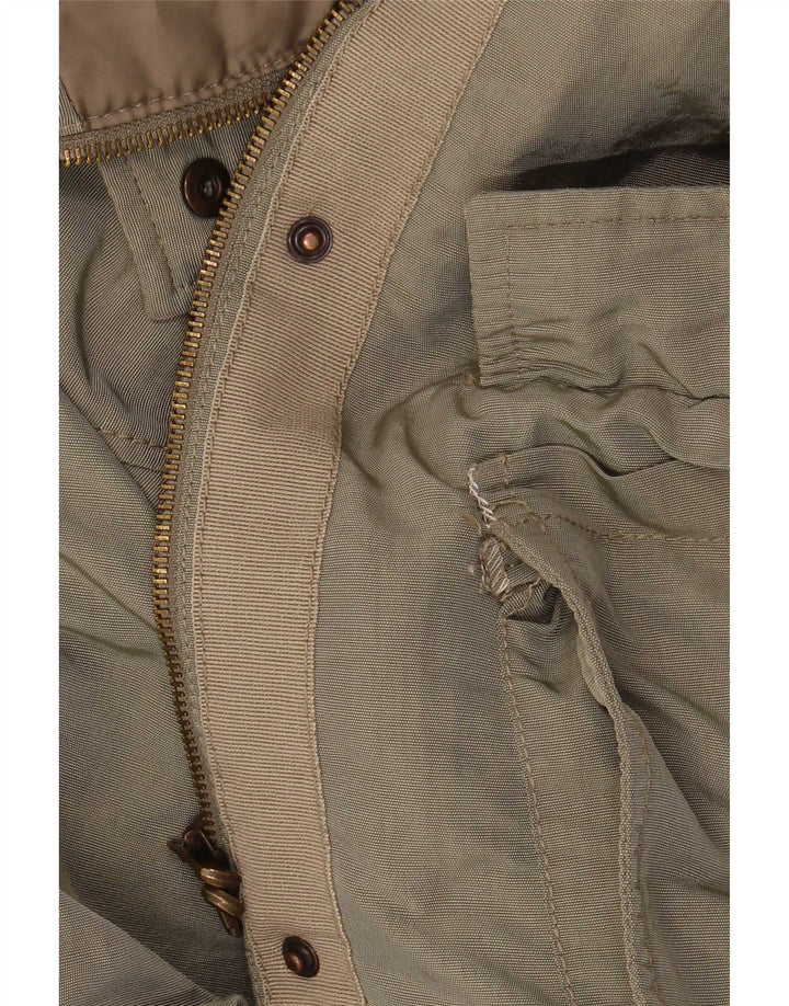Marella Damski płaszcz z kapturem, oversize, wyściełany UK 8, mały, khaki, poliamid