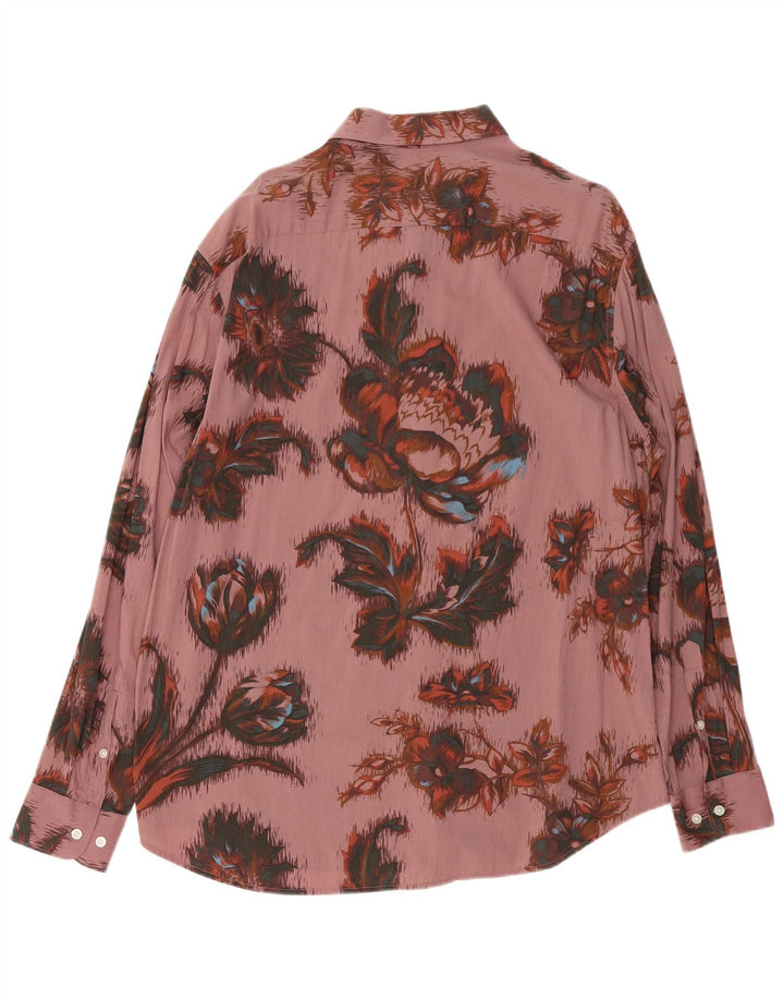 Koszula męska VINTAGE, duża, różowa, bawełniana w kwiaty