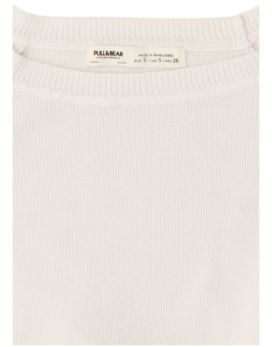 Damski krótki top Pull & Bear z długim rękawem, UK 8, mały, biały, wiskoza