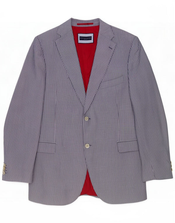 Tommy Hilfiger Mens Tailored Blazer Jacket UK 40 Large Blue Pinstripe