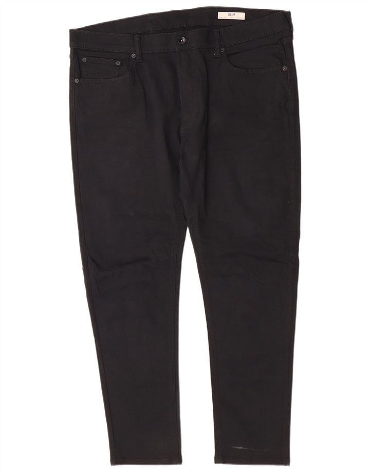 Marks & Spencer Męskie jeansy slim W40 L28 Czarne bawełniane