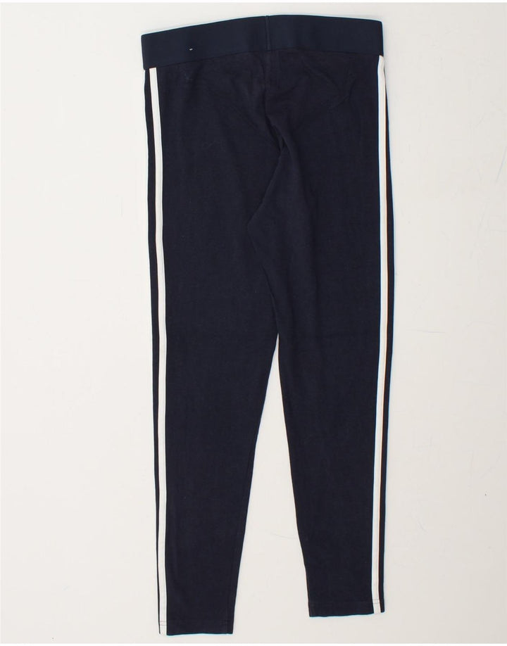 ADIDAS Womens Leggings UK 12/14 Medium  Navy Blue Cotton Vintage Adidas and Second-Hand Adidas from Messina Hembry 
