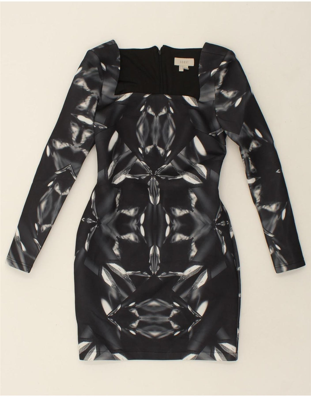 COAST Womens Abstract Pattern Long Sleeve Bodycon Dress UK 10 Small Black Vintage Coast and Second-Hand Coast from Messina Hembry 