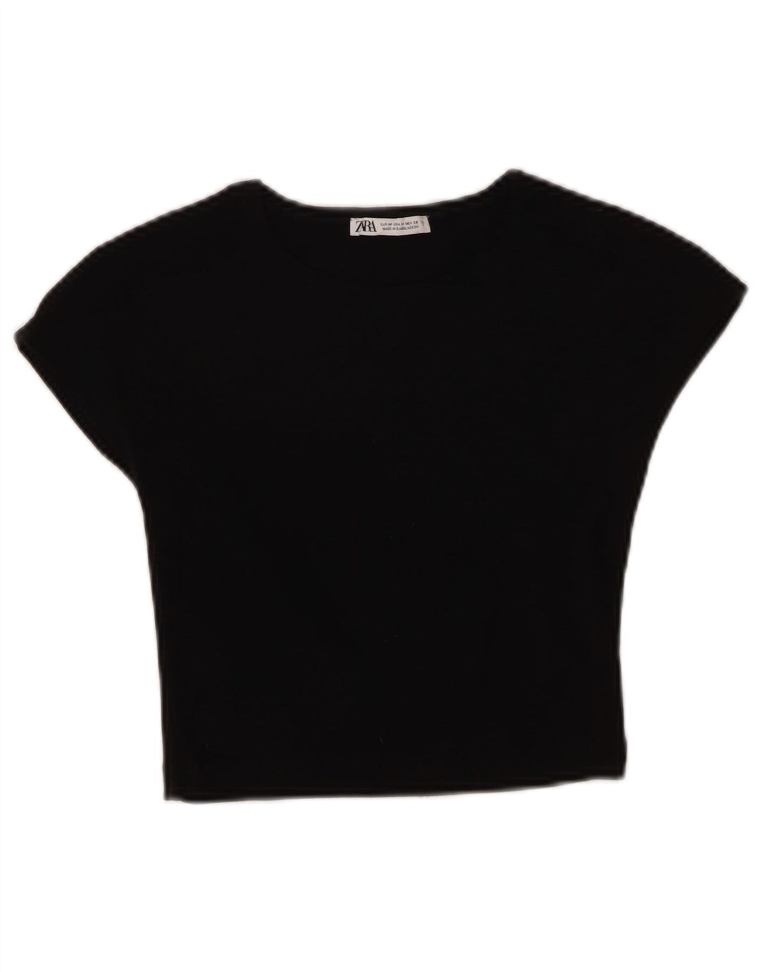 Damska koszulka Crop Top Zara UK 12, średnia czarna bawełna