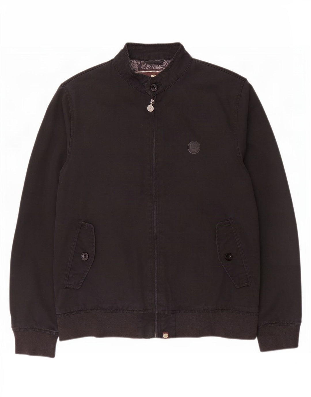 Pretty Green Męska kurtka bomber UK 40, duża czarna bawełna