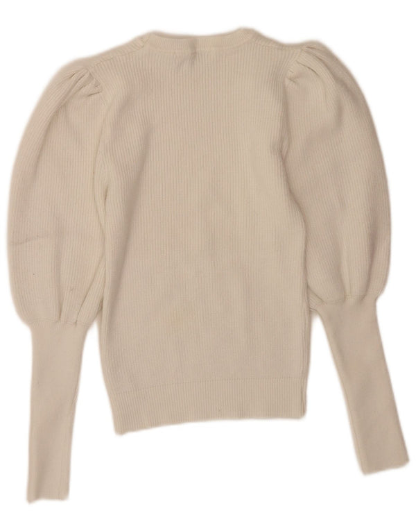 Damski sweter Zara z okrągłym dekoltem UK 8 Small White Viscose