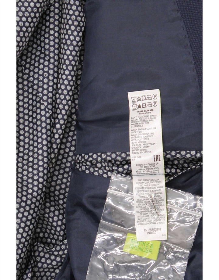Marks & Spencer Męska marynarka zapinana na 2 guziki UK 42, duża granatowa, poliestrowa