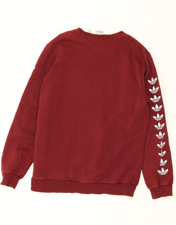 Adidas Mens Graphic Sweatshirt Jumper Large Maroon Cotton