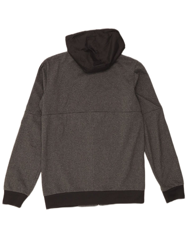 Męski sweter Adidas z grafiką i zamkiem błyskawicznym, mały, szary, kolorowy poliester