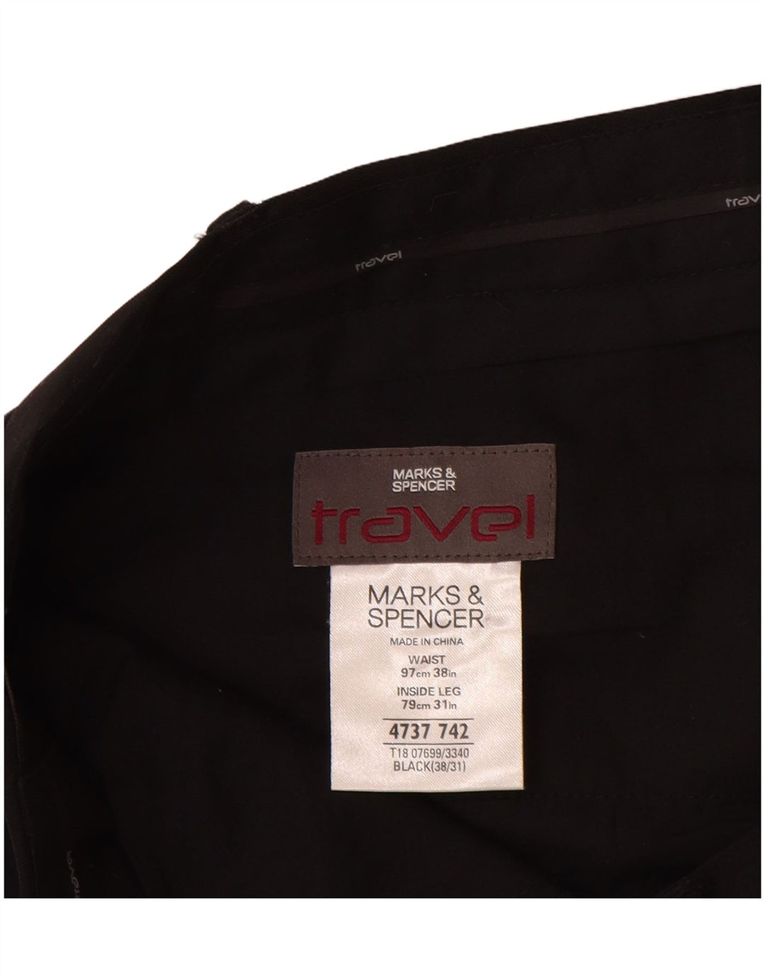Marks & Spencer Męskie proste spodnie chino W38 L31 Czarny poliester