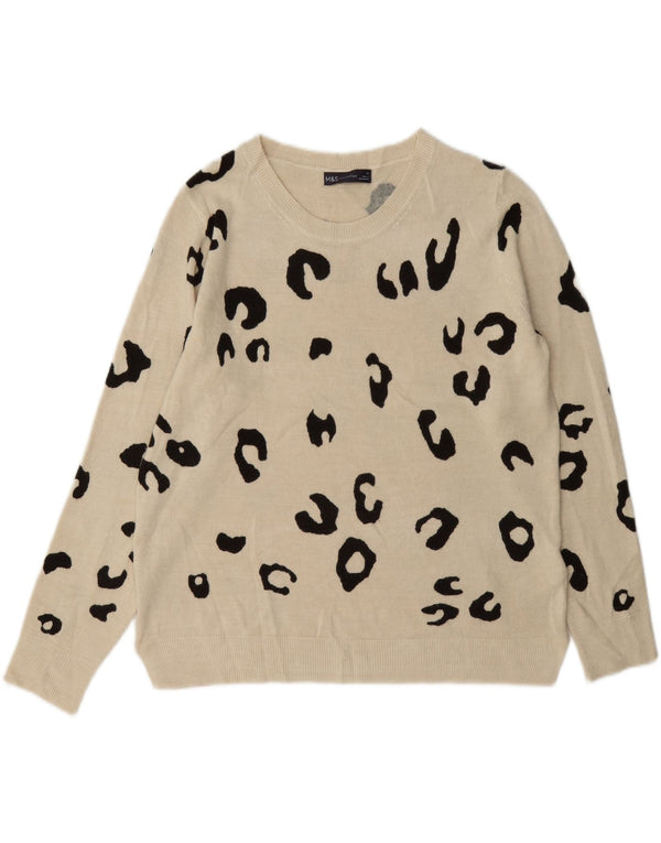Marks & Spencer Damski sweter z dekoltem w łódkę, UK 16, duży, beżowy