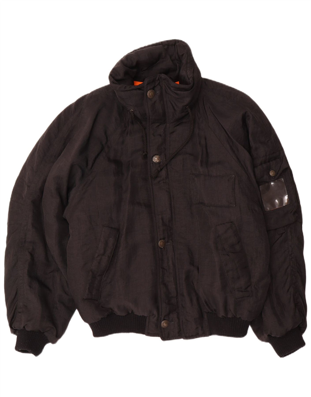 Vintage męska luźna wyściełana kurtka UK 38, średnia czarna