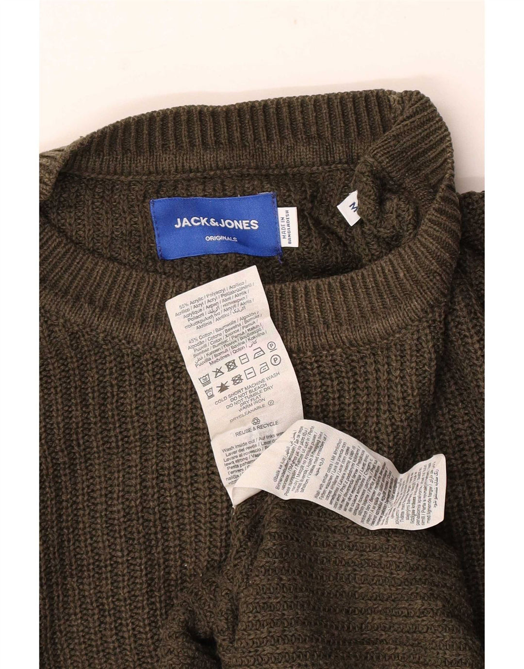 Męski sweter Jack & Jones z okrągłym dekoltem, średni khaki, akryl