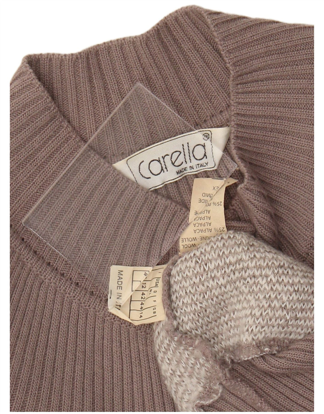 Sweter damski Carella Crop Cardigan UK 14 Medium Beige Argyle/Diamentowa wełna