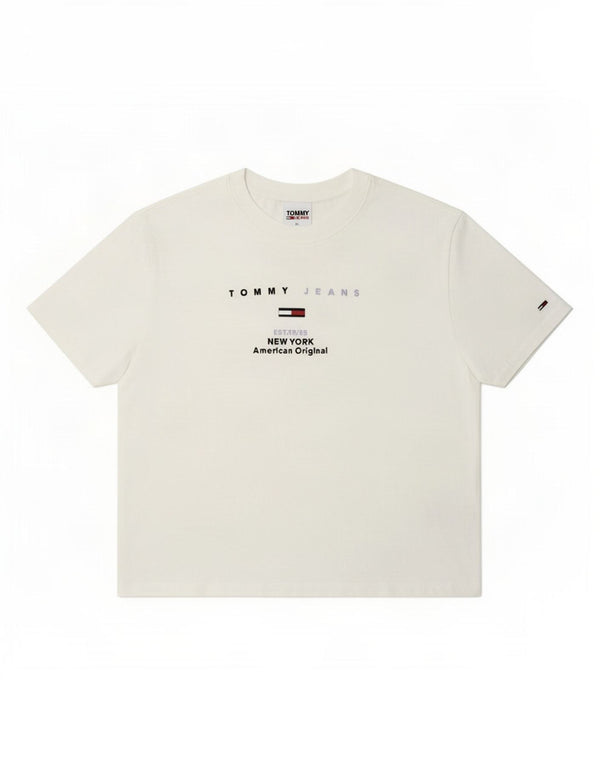 Damska koszulka Tommy Hilfiger Crop Oversize Graphic Top UK 6 XS w kolorze białym