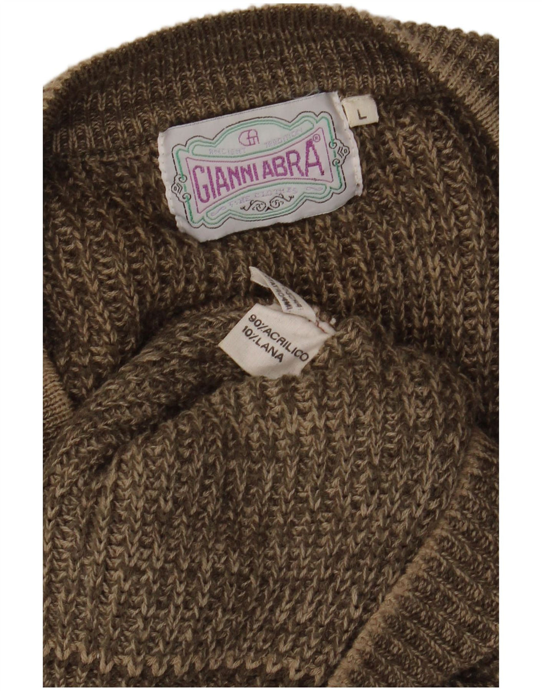 Gianni Abra Męski sweter z dekoltem w kształcie litery V, duży, brązowy, akrylowy