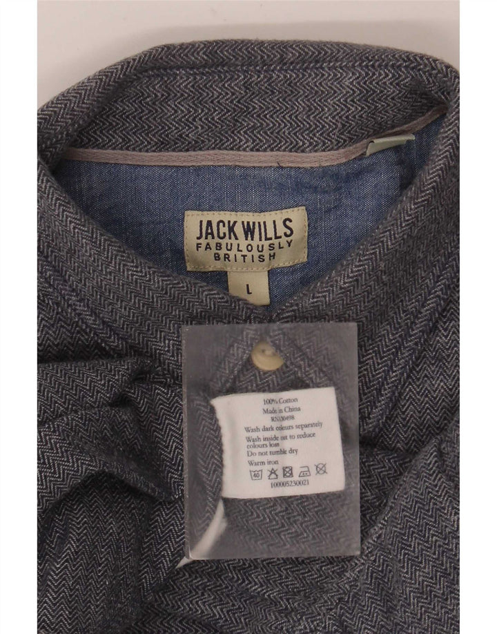 Koszula męska Jack Wills, duża, niebieska, bawełniana w jodełkę