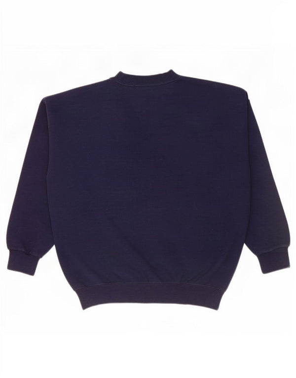 Sweter damski w stylu vintage, UK 14, średni granatowy, kwiatowy, akrylowy