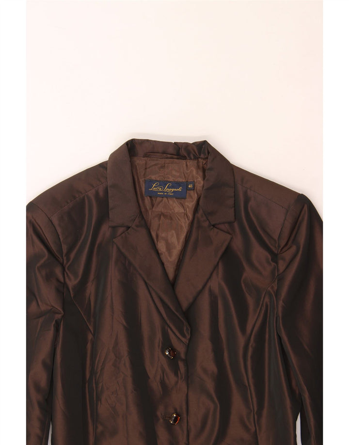 LUISA SPAGNOLI Womens 3 Button Blazer Jacket IT 46 Large Brown Acetate Vintage Luisa Spagnoli and Second-Hand Luisa Spagnoli from Messina Hembry 