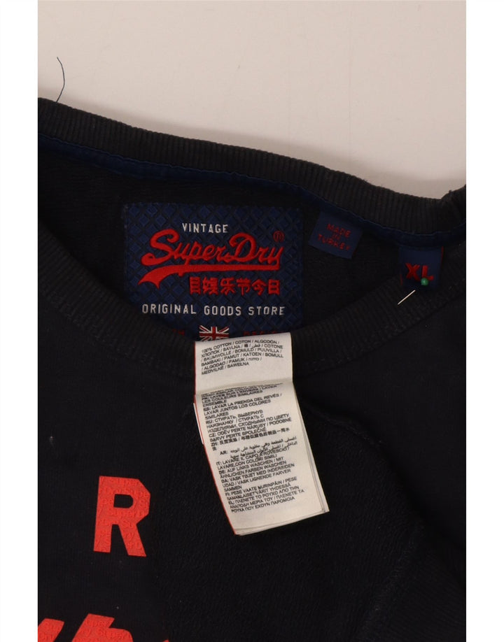 Męski sweter z grafiką Superdry XL, granatowy, bawełniany