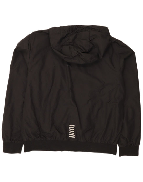Męska kurtka przeciwdeszczowa z kapturem Emporio Armani UK 42 XL, czarny poliamid