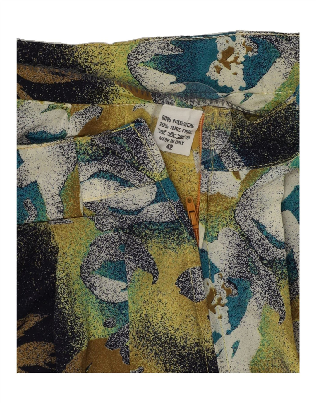 VINTAGE Womens A-Line Skirt IT 42 Medium W26 Yellow Floral Polyester Vintage Vintage and Second-Hand Vintage from Messina Hembry 